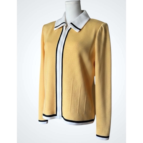 St. John Sweaters - St John Collection Knit Sweater Jacket 14 Yellow Santana Zip